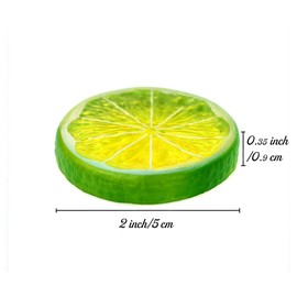 Hagao Fake Lemon Slice Artificial Fruit Highly Simulation Lifelike Model for Home Party Decoration Green 10 pcs