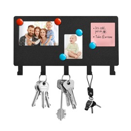 Key Holder for Wall, Multi-Purpose Key Holder Wall Mount with 5 Hooks, Photo and Memo Organizer, Self-Adhesive Key Holder for Keys, Notes, and Photos (5 Hooks)