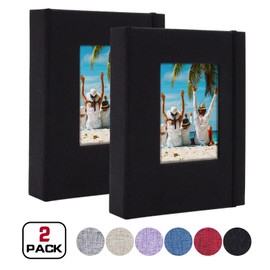 Vienrose Photo Albums Small 10 x 15 Photos 2 Pack Linen Cover with Front Window, Slip-in Album 26 Pages with 52 Photos, Storage of Artwork or Postcards