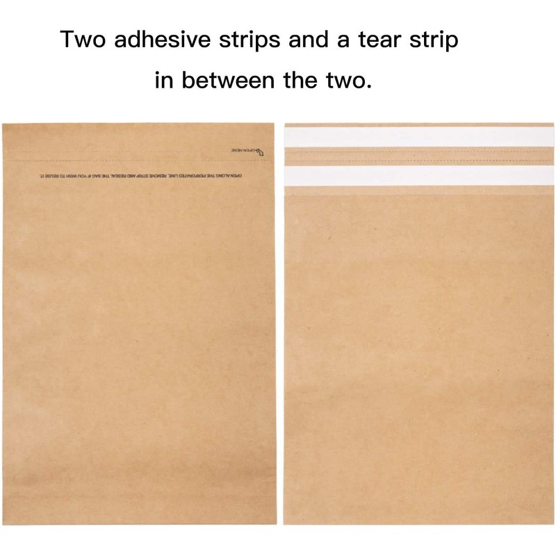 RUSPEPA Kraft Paper Poly Envelopes Mailer, Self Seal, 100% Recyclable,