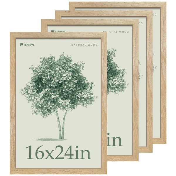 TENIBYC 16x24 Poster Frame Set - 4 Pack, Natural Solid
