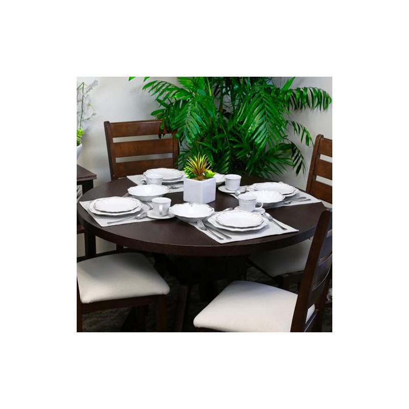 Elama Fleur De Lys 20-Piece Dinnerware Set in White