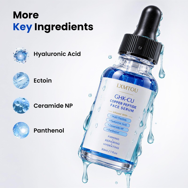 GHK-Cu Copper Peptide Anti-Aging Face Serum for Fine Lines &