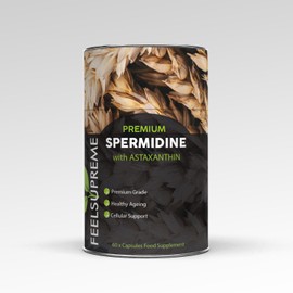Feel Supreme - Spermidine with Astaxanthin Supplements - Anti Ageing, Cellular Health and Antioxidant Support - Plant Based Antioxidant Supplement, Spermidine Supplements- 60 Capsules