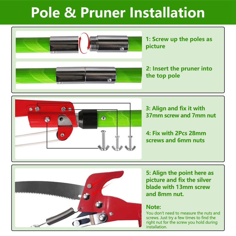Pole Saws for Tree Trimming, 8.2-15FT Extendable Manual Pole Saw,