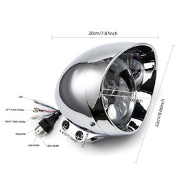 BENEALL 5" Motorcycle Headlight Refit Vintage Head Lamp For Chopper Bobber Cruises Softail 883 Steed VLX 400 600 Magna 250 750 (Sliver)