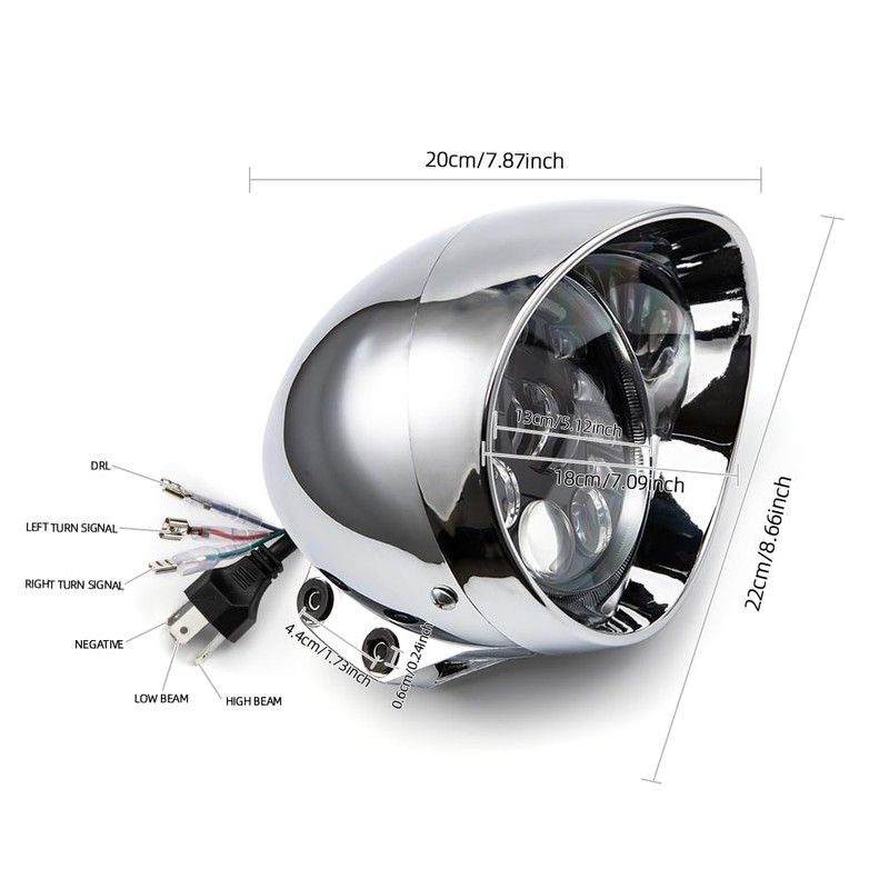 BENEALL 5" Motorcycle Headlight Refit Vintage Head Lamp For Chopper