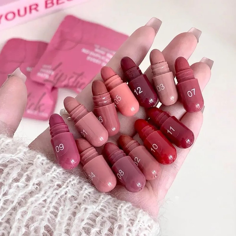 12pcs 12-colors Sweetheart Cocoa Capsule Lipstick Set Mini