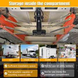 Van Interior Ladder Storage System Utilizes Overhead and Interior Sidewall Space,Alloy Steel Material, Includes System and Mounting Kit; Ladder Rack for Van, Trailers,or Truck Caps