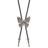 AZORA Western Bolo Tie Men Cowboy Butterfly Leather Necktie Leather