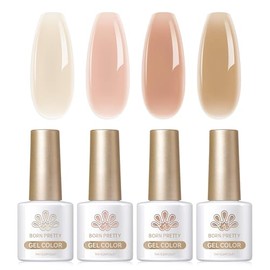 Born Pretty UV Nagellack Jelly Weiß Nude Gelb Braun - Gel Nagellack UV Natur Kristall Transparent UV Lack Kaffee Custard Serie Maniküre und Nagelkunst DIY zu Hause
