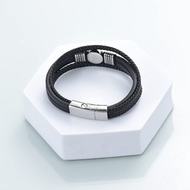 Cremation Jewelry Urn Bracelet for Ashes for Women Men Multilayer Braided Leather Stainless Steel Star of David Bracelet Jewelry