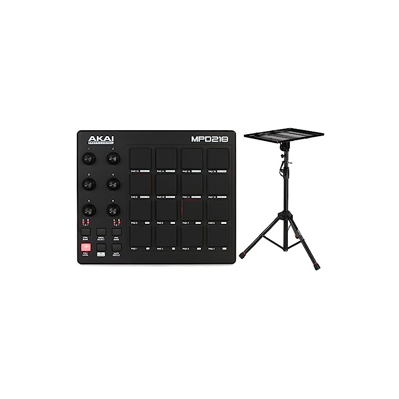 Akai Professional MPD218 16-Pad MIDI Pad Controller and Tripod Laptop