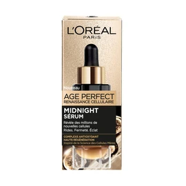L'Oréal Paris Midnight Serum Age Perfect Renaissance Cellulaire – Gesichtspflege gegen Falten, Festigkeit, Glanz – mit schützendem Antioxidationskomplex – für alle Hauttypen – 30 ml