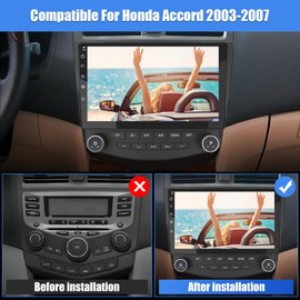 Android 13 [2GB+64GB] Car Radio Compatible for Honda Accord 2003-2007with Reverse Camera, 10 Inch Touch Screen with GPS/FM/WiFi/USB/SWC,Support Wireless CarPlay Android Auto