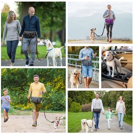 TUDEQU 4-in-1 Hands Free Dog Leash Waist Belt with Dog Walking Fanny Pack,Dog Seat Belt, Waist Leash for Large Dogs,Dog Walking,Hiking,Running,Jogging