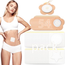 54 PCS Disposable Castor Oil Patches,Organic Cotton Castor Oil Belly Button Patches（Star, Circle, Plum Blossom），Portable Self-Adhesive Anti Leakage No Wash