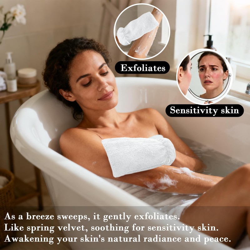 VOOVA & MOVAS White Exfoliating Washcloth 6PC, 8.3"x6.3" - 100%