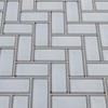 White Glass Mirror Beveled Herringbone 2'' x 4'' Tile Kitchen
