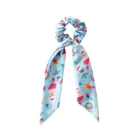 Christmas Scrunchie Scarf Hair Band Elastic Ponytail Tie Soft Colourful Funny Cute Xmas Girl Women Dress Up (Type 1)