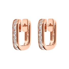 BRONZALLURE Ohrringe für Damen, vergoldet mit 18 Karat Roségold, quadratisch, hypoallergen, mit Cubic Zirkonia – Schmuck Made in Italy – Geschenkidee für Geburtstage, Jahrestage, Frauentag, Muttertag