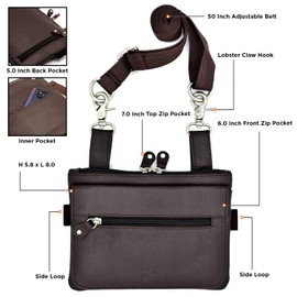Riñonera de piel para mujer, bolso cruzado de piel para mujer, riñonera de piel Clipon para mujer, Marrón, Bolsa de ciclista