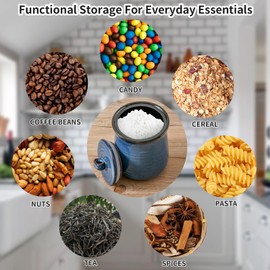 Hasense Ceramic Canister with Airtight Lid for Kitchen Counter, 88 Ounce Large Ceramic Food Storage Jar with Seal Ring for Serving Flour, Grain, Cereal, Pasta, Coffee, Sugar, Tea and Spice, Navy