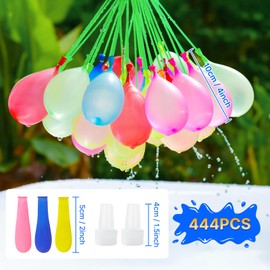 KNJOMZIE 444 Stück Wasserbomben Selbstschließend Wiederverwendbar, Wasserballons Bunt Set mit 4 Wasserhahn Anschluss, 60 Sekunden Schnellfüller, Magnetische Wasserbomben für Kinder Poolparty Outdoor