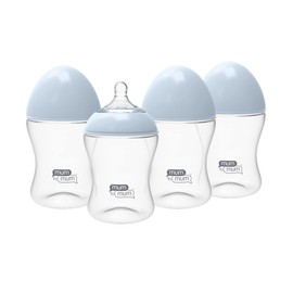MUM TO MUM Anti Colic Baby Bottles 8oz with M Flow Rate Nipples for 3-6 Months, 4 Pack, MM104A