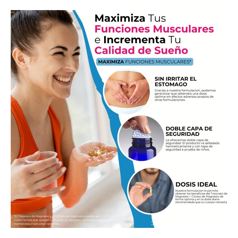 Glicinato De Magnesio De Máxima Absorción - 180 Capsulas Sin