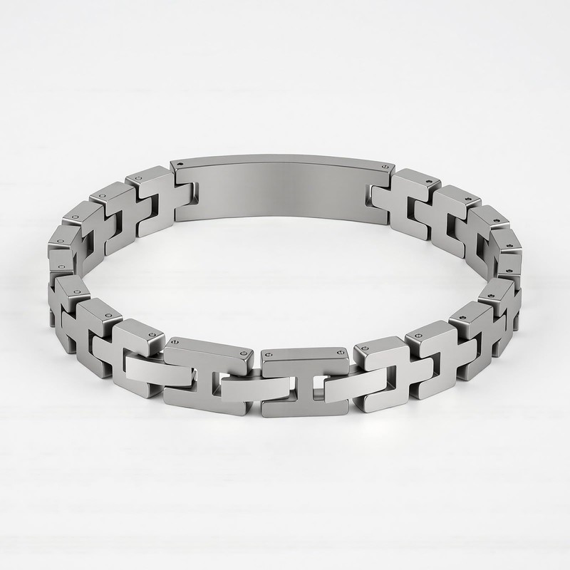 Feifuli Men's Stainless Steel Bracelet 7.3-8.7 Inches Solid Thick Chain