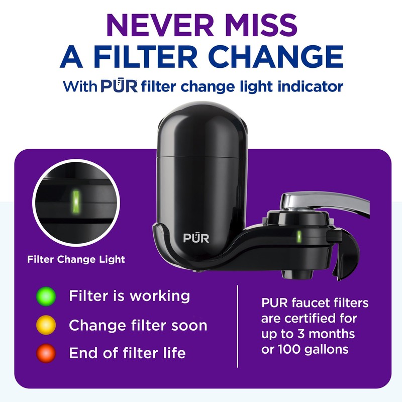 PUR Vertical Faucet Mount Water Filtration System with Lead Reducing