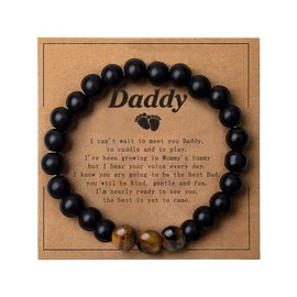 Sudaporn New Dad Fathers Day Ideal Gifts for Dad Daddy to Be Mens Beaded Bracelet for New Dad Father Pregnancy Announcement Gifts for Dad Father Black Bracelets for New Dad Daddy from Wife Mom in Law