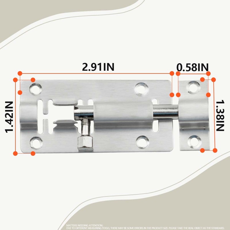 SANATO Slide Barrel Bolt Latch 3 Inches Sliding Latch Lock,