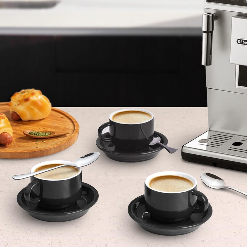 homEdge Premium Espresso Shot Cups and Saucers Set with Espresso