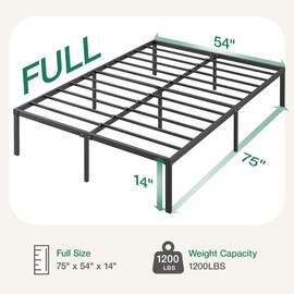 Novilla Full Size Bed Frame, 14 Inch Metal Platform Bed Frame Full Size with Storage Space Under Bed Frames, Heavy Duty Steel Slat Support, No Box Spring Needed, Easy Assembly