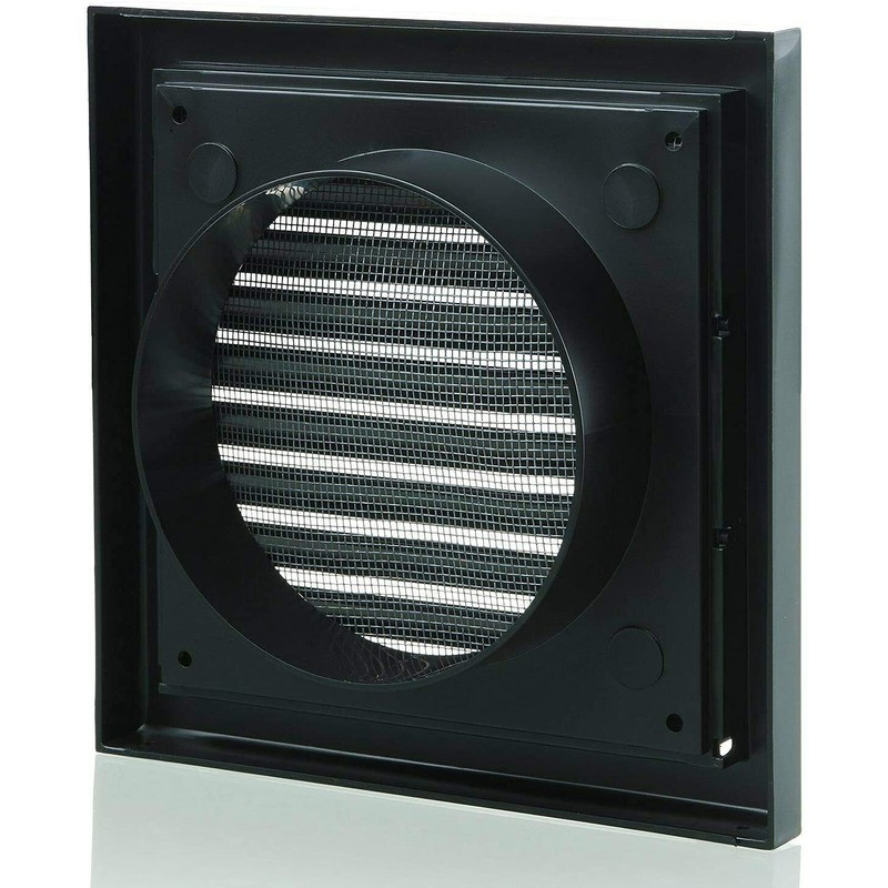 100mm (4 inch) Dia Black Plastic External Fixed Blade Vent