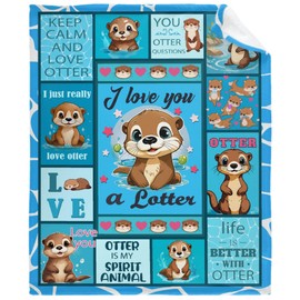 Love Otters Blanket Super Soft Lightweight Throw Comfy Fluffy Quilt for Bed Sofa All Seasons Warm 50"x40" Small for Kids