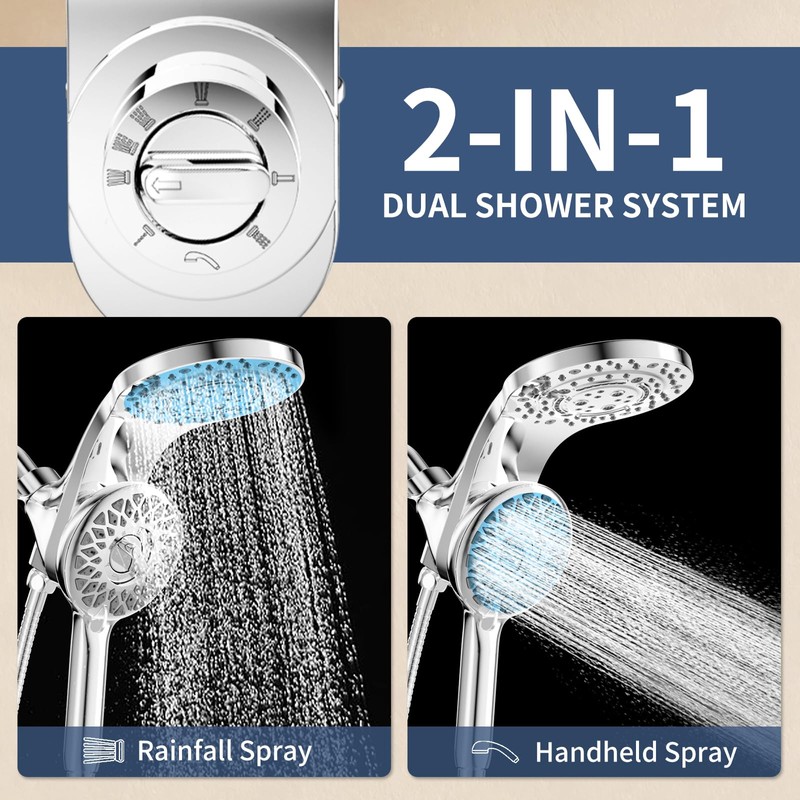 KAIYING Magnetic Rain Shower Head with Handheld Spray Combo, High