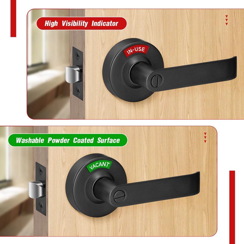 Aglehome Bathroom Indicator Privacy Door Lock, Vacant Occupied Bathroom Lock,