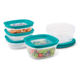 Rubbermaid EasyFindTapas con Tapas a Prueba de Fugas a presión y Bloqueo, Juego de Almacenamiento de Alimentos, recipientes para preparación de Comidas, 12 Piezas, Transparente