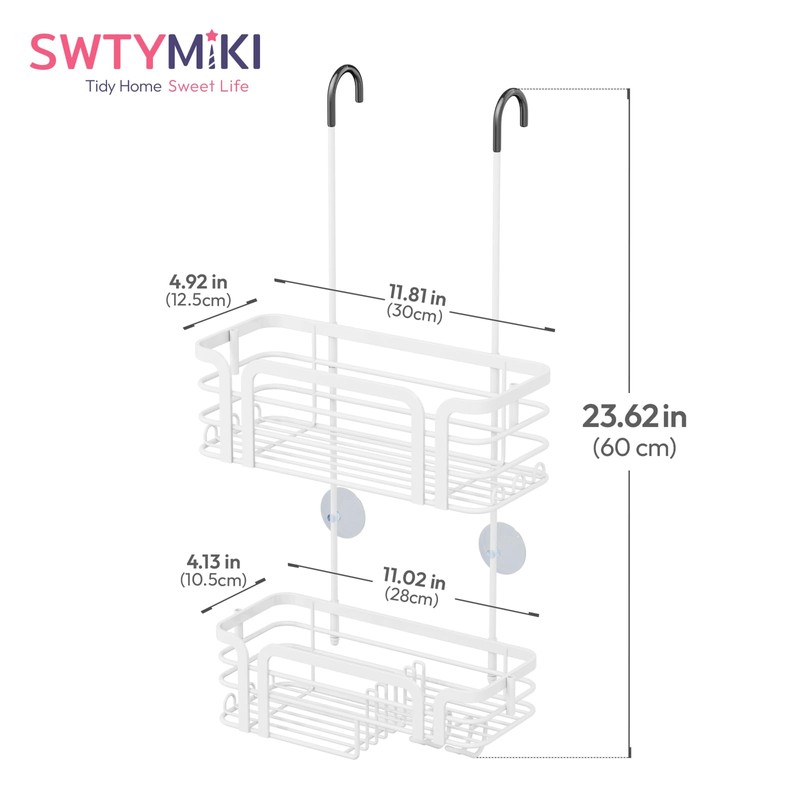 SWTYMIKI Shower Caddy Hanging Organizer - Over the Door Shower