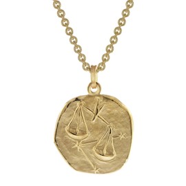 trendor Libra Zodiac Sign Diameter 20 mm Men's Necklace Gold on Silver Zodiac Sign Timeless Necklace for Men, Great Gift Idea, 39070-10, Silver Gold