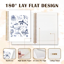 Qabliqo Marine Biology Spiral Notebooks, Retro Blue Beach Journals for Writing, Gifts for Ocean Beach Lovers Journal, Watercolor Sea Animal Ocean Notebook for Note Taking, 5.5x8.3 Inch