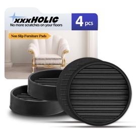 xxxHOLIC Non Slip Furniture Pads, Furniture Coasters, Best Choice for Protect Floors from Scratches and Prevent Furniture from Moving, Rubber Material, Set of 4, Round (Black, 2")