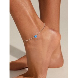 ChicSilver 925 Sterling Silver 6mm Heart December Birthstone Ankle Bracelets for Women Simple Dainty Foot Chains Summer Beach Anklet Jewelry