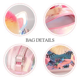 Hifot Unicorn Crossbody Bag Purse with Jewelry Set Little Girls, Unicorn Princess Necklace Bracelet Rings Earrings Handbag Accessories, Jewelry Party Favors Gift Dress Up