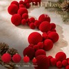 12ft Large Velvet Christmas Ball Garland Ornament, Red