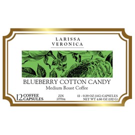 Blueberry Cotton Candy Medium Roast Coffee (Single Serve K-Cup Pods) (Gourmet, Naturally Flavored, Whole Coffee Beans) (12 pods, ZIN: 577704)
