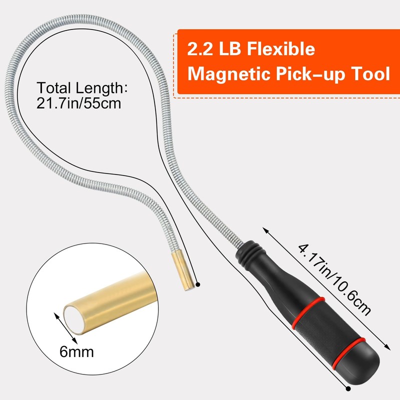 Halinuia Pack of 2 Telescopic Magnetic Sticks, Telescopic Magnetic, Flexible
